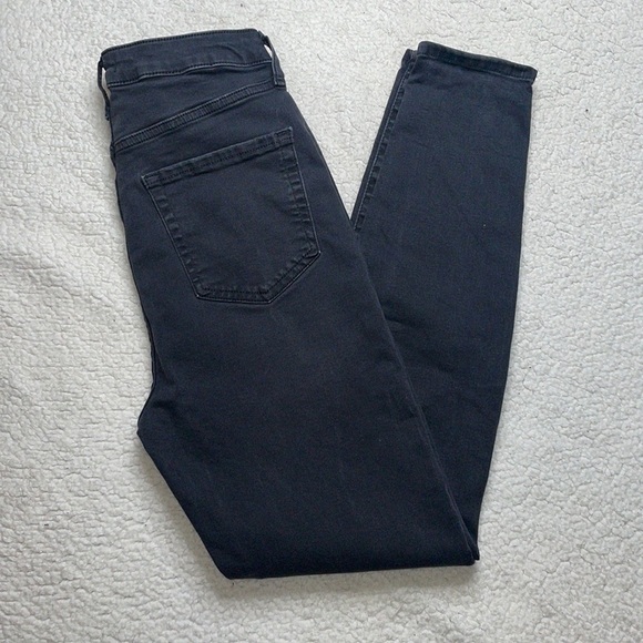 Forever 21 black / Gray Wash Denim Jeans Busted knees Size 30 High Rise Waist - Picture 5 of 9